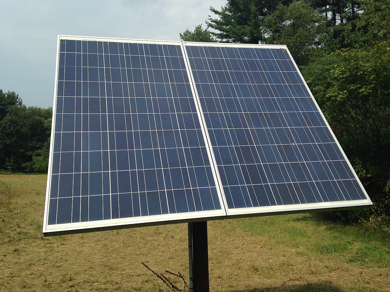 Outdoor photovoltaic solar panel in Hollis, New Hampshire