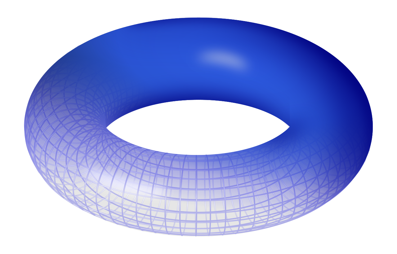A shaded torus gradually fading into a wireframe mesh